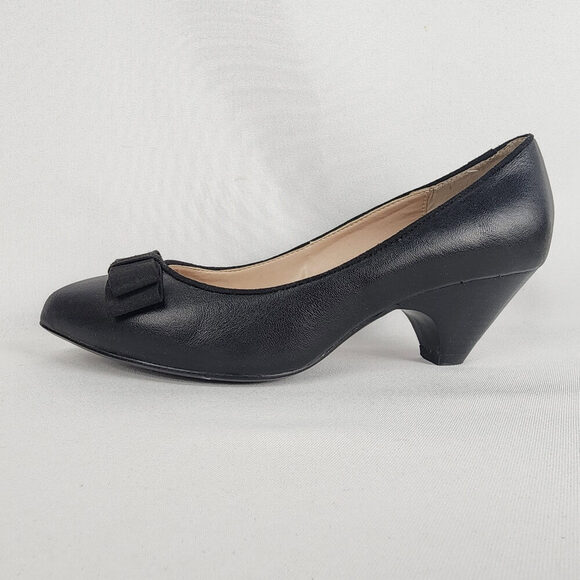 Greenwich Village Black Bow Detail Heeled Shoes Size 8.5 - Picture 1 of 8